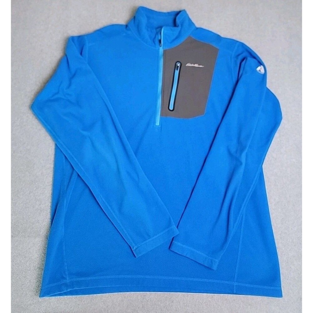 Eddie Bauer First Ascent 1/4 Zip Mens TXL Tall Blue Fleece Pocket Outdoor Hiking